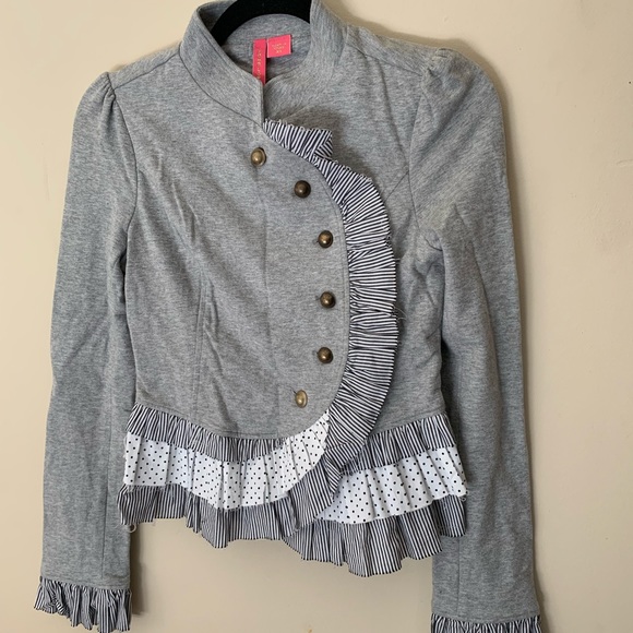 Anthropologie Jackets & Blazers - Charlotte Tarantola - Grey Ruffled Military Jacket